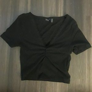 ASOS Black Lace-Trimmed Crop Top (size 4)